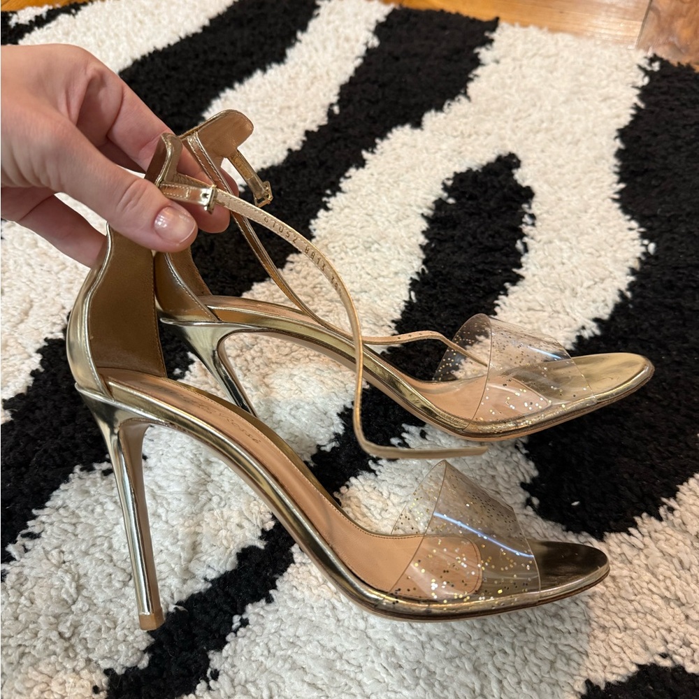 Gianvito Rossi Gold and Clear Heels